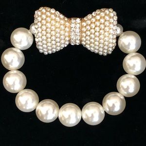 Vintage Glam Encrusted Ribbon Bow Braclet